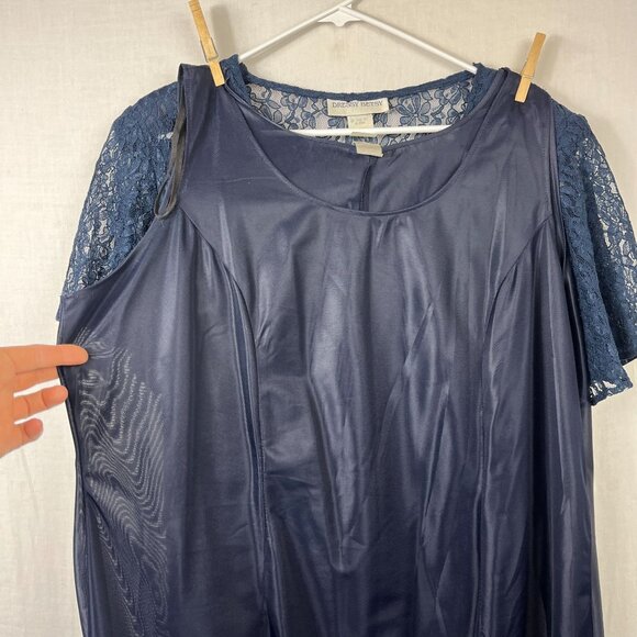 Vintage Dressy Betsy Lace‎ Maxi Dress Women 16 Short Sleeve Modest Fairy Whimsy - Picture 7 of 13